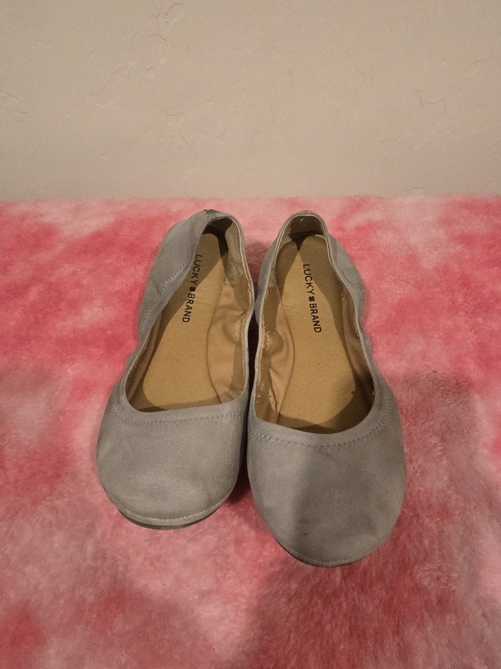 Lucky Brand Light Gray Suede Slip-On Flats